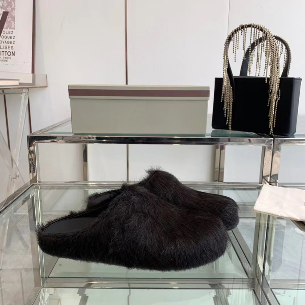 MARNI Fussbett Sabot Calf-Hair Backless Loafers