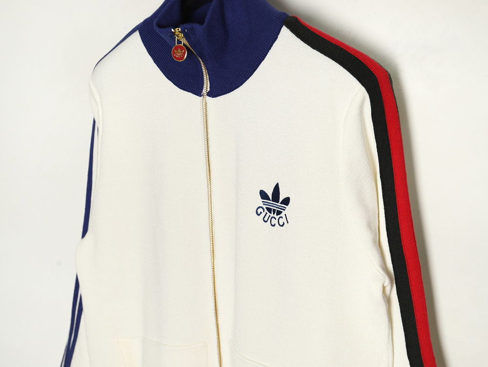 Gucci x Adidas co-branded trefoil embroidered knitted jacket XS-L