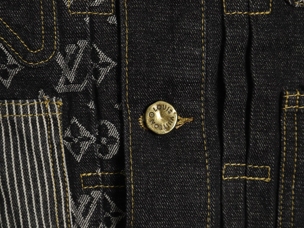 Louis vuitton patchwork contrast washed denim jacket 46-52