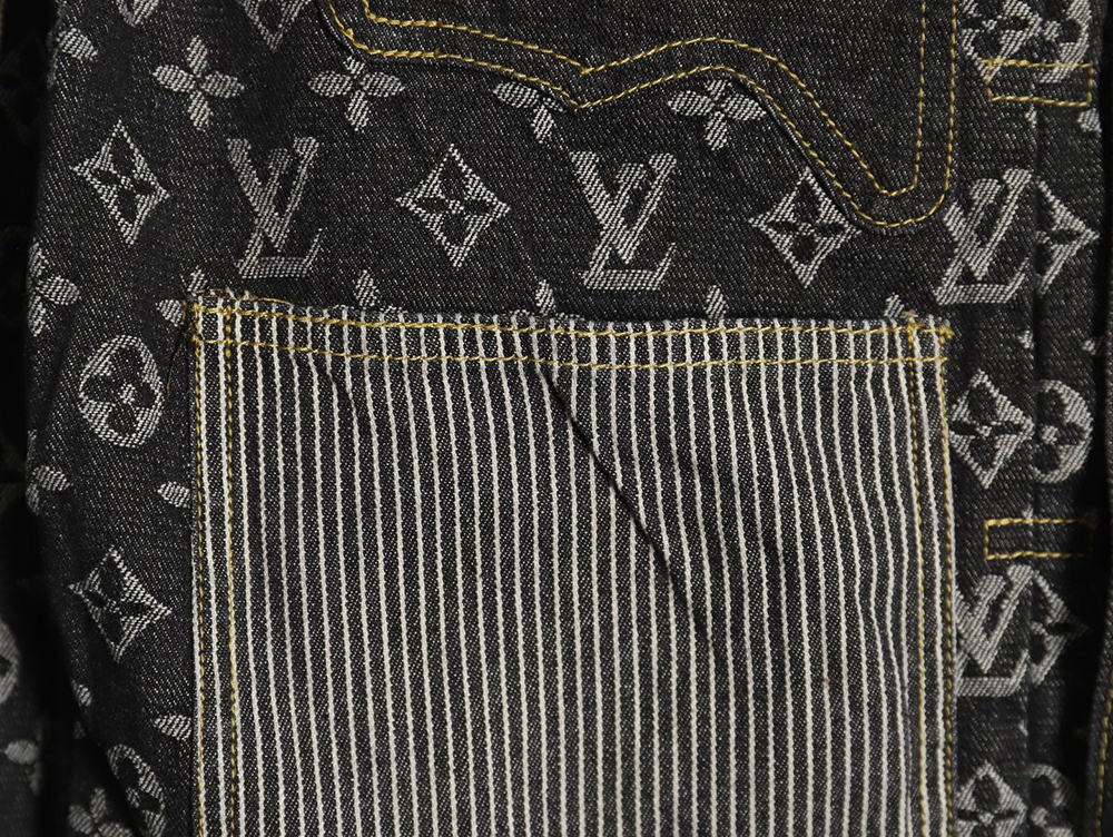 Louis vuitton patchwork contrast washed denim jacket 46-52