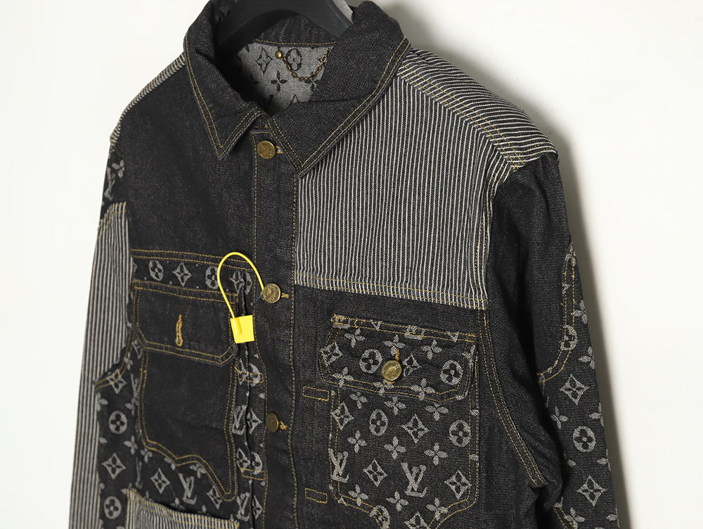 Louis vuitton patchwork contrast washed denim jacket 46-52