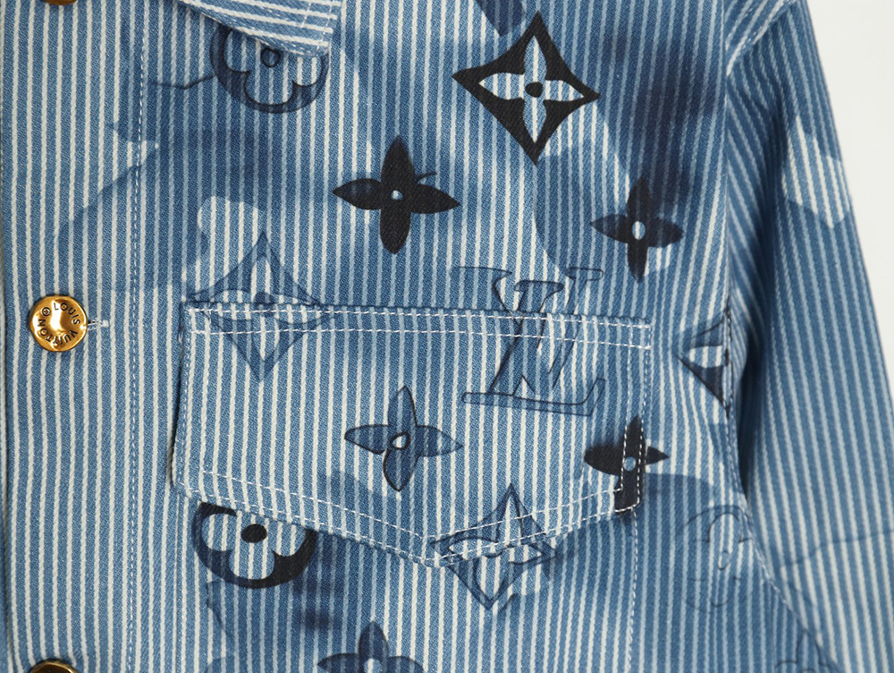 Louis vuitton blue ink monogram denim shirt jacket S-XL