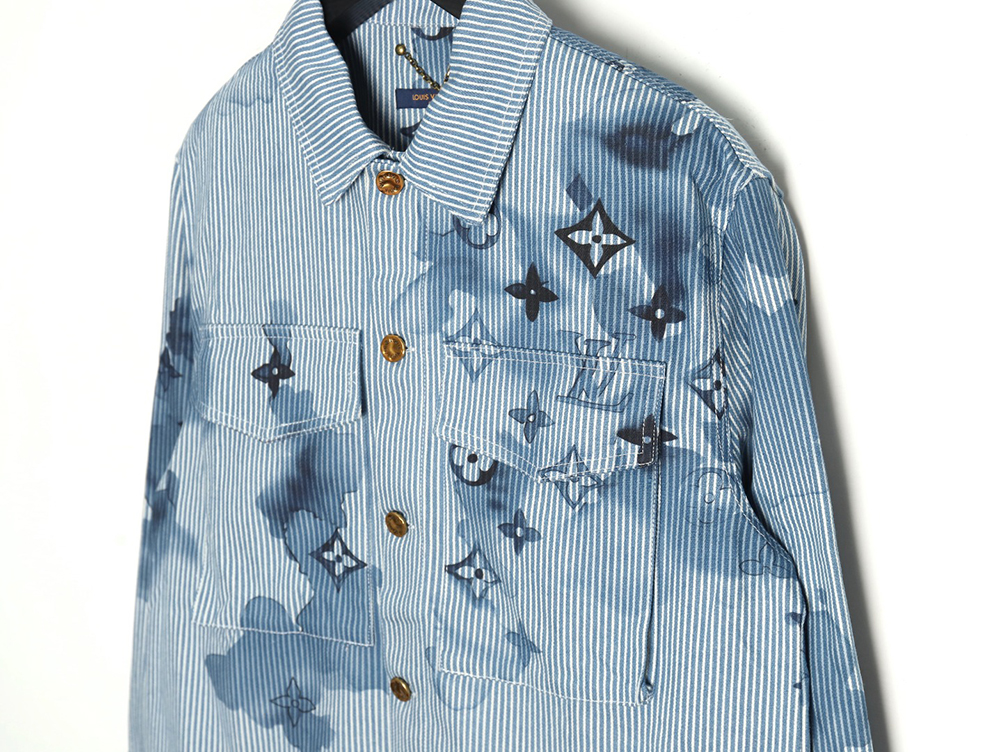 Louis vuitton blue ink monogram denim shirt jacket S-XL
