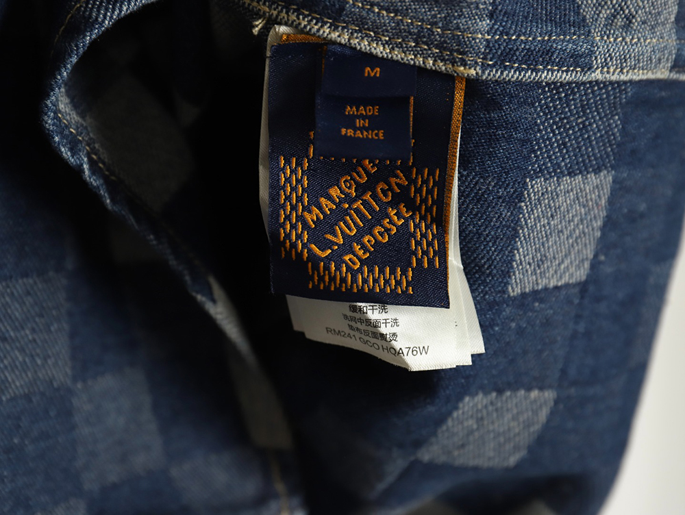 Louis Vuitton Blurred Checkerboard Denim Short Sleeve Jacket S-XL