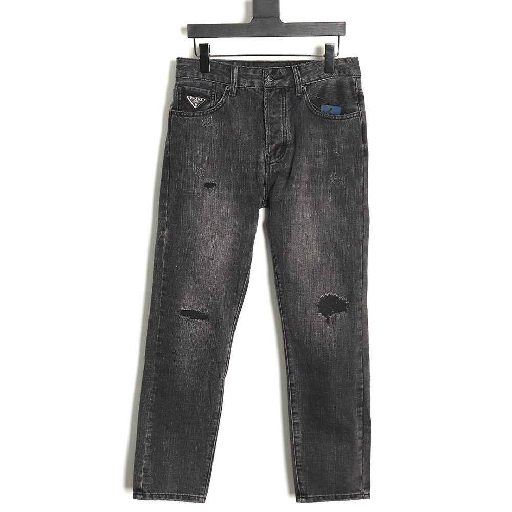 Prada washed jeans with triangle and logo embroidery S-XXL