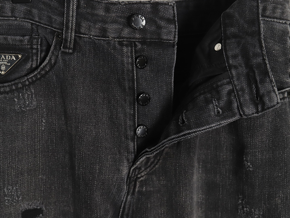 Prada washed jeans with triangle and logo embroidery S-XXL