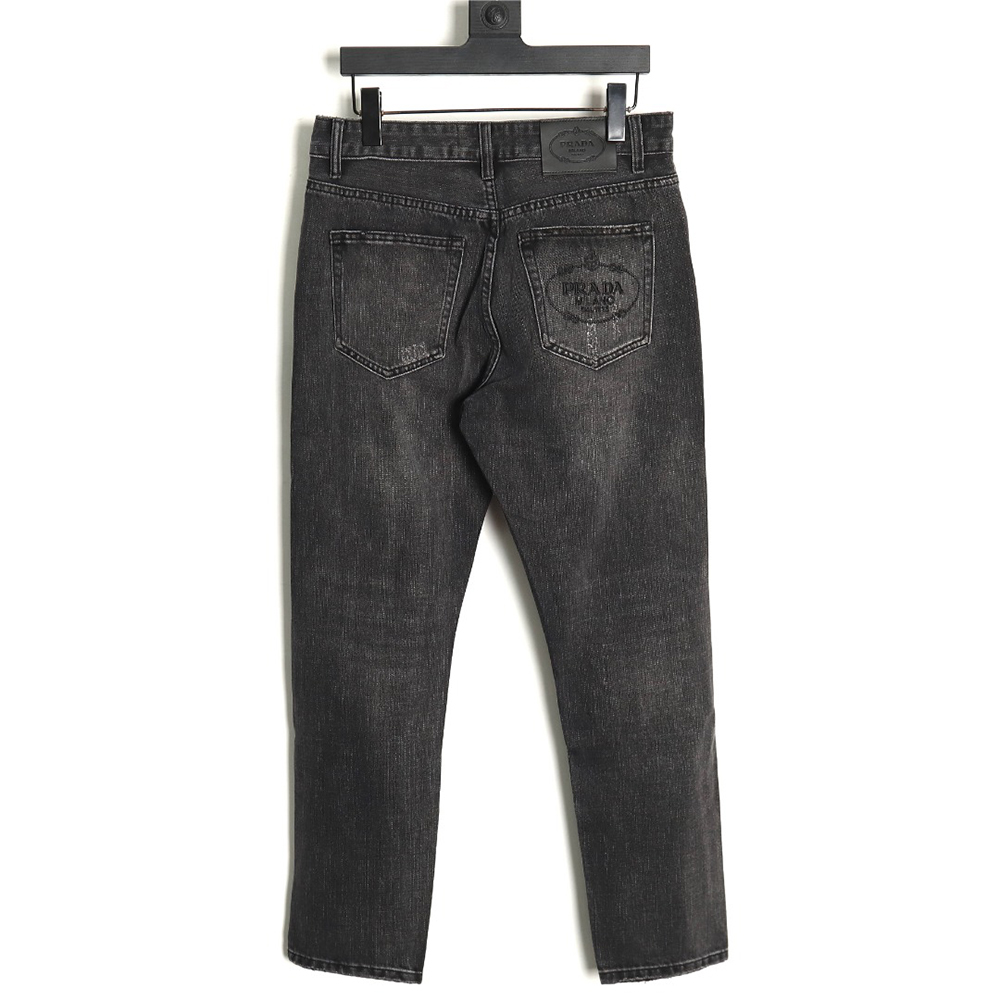 Prada washed jeans with triangle and logo embroidery S-XXL