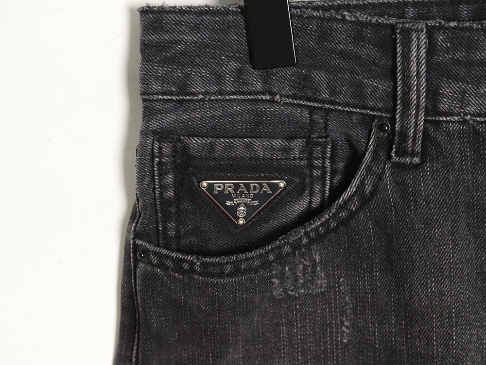 Prada washed jeans with triangle and logo embroidery S-XXL