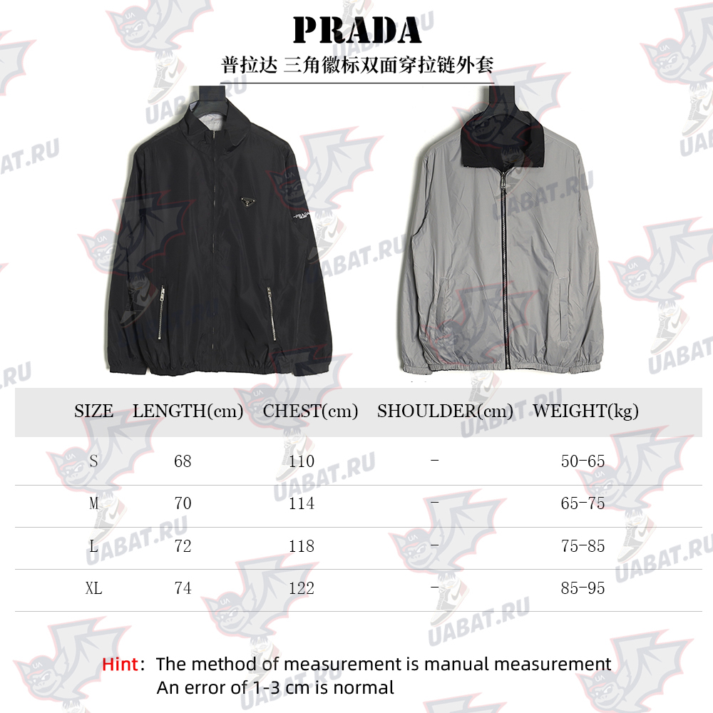 Prada triangle logo reversible zip-up jacket S-XL