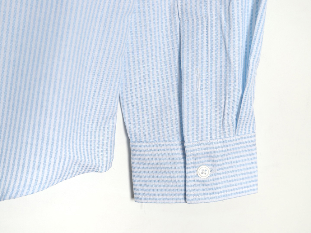 Ami small heart embroidered striped long-sleeved shirt