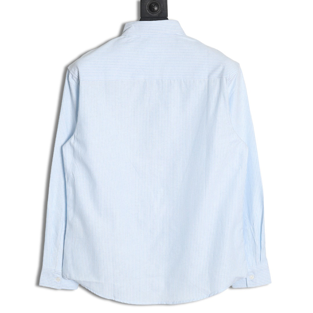 Ami small heart embroidered striped long-sleeved shirt