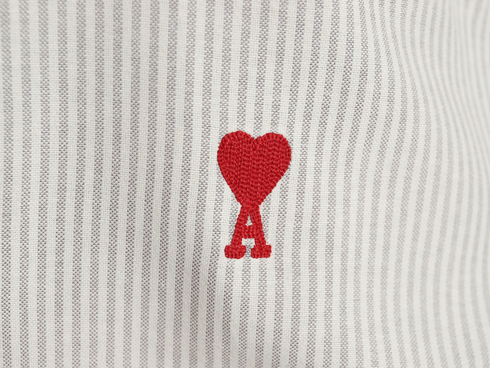 Ami small heart embroidered striped long-sleeved shirt TSK1