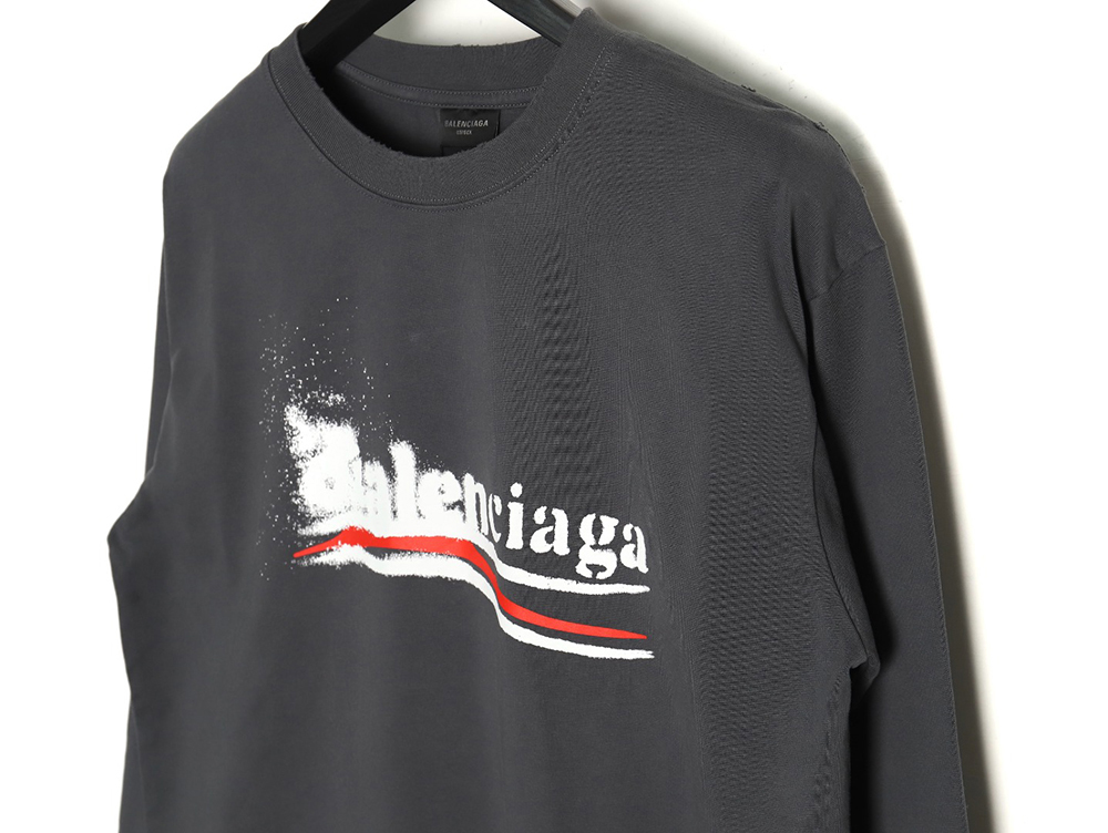 Balenciaga Blurred Coke Print Washed Ripped Long Sleeves TSK2