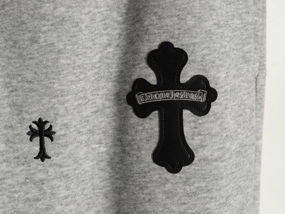 Chrome Hearts pressed leather cross embroidered cotton trousers