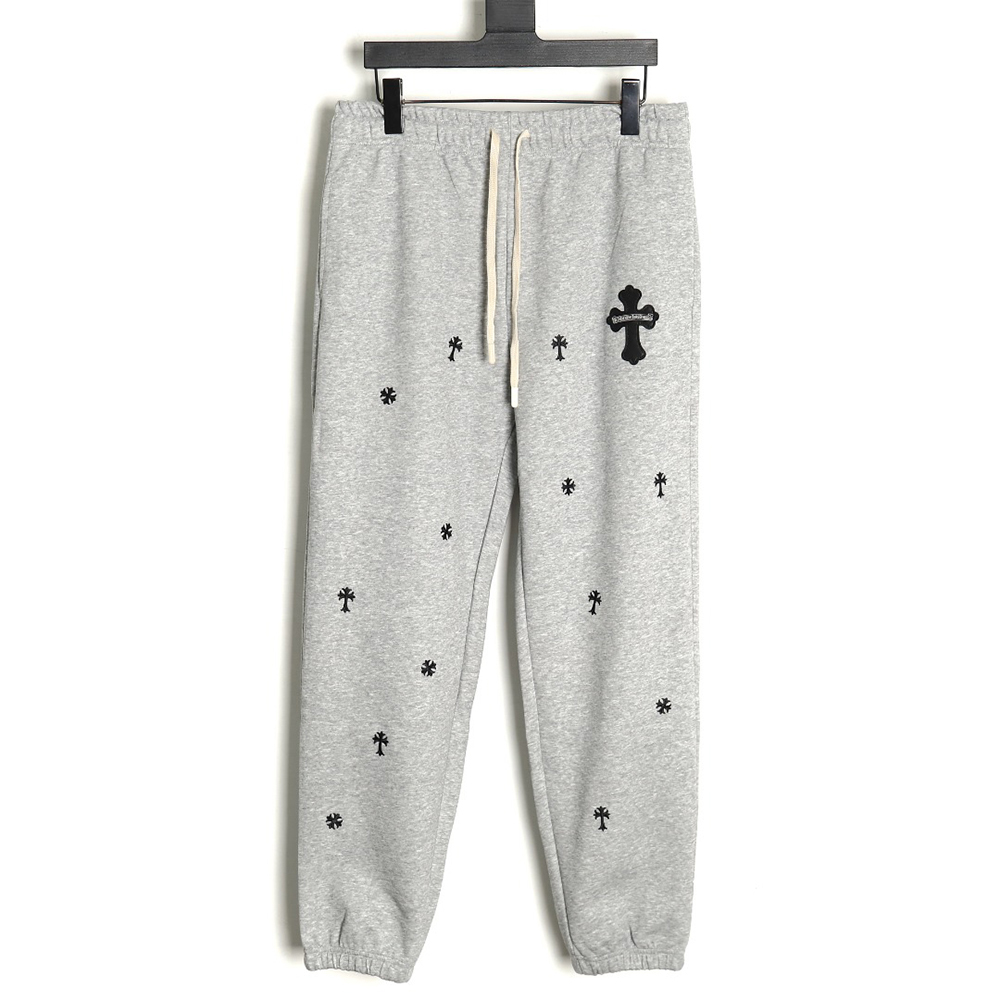 Chrome Hearts pressed leather cross embroidered cotton trousers