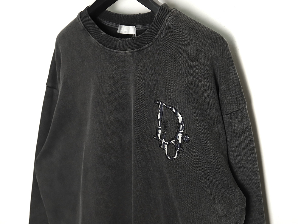 Dior washed embroidered lettering crew neck sweatshirt