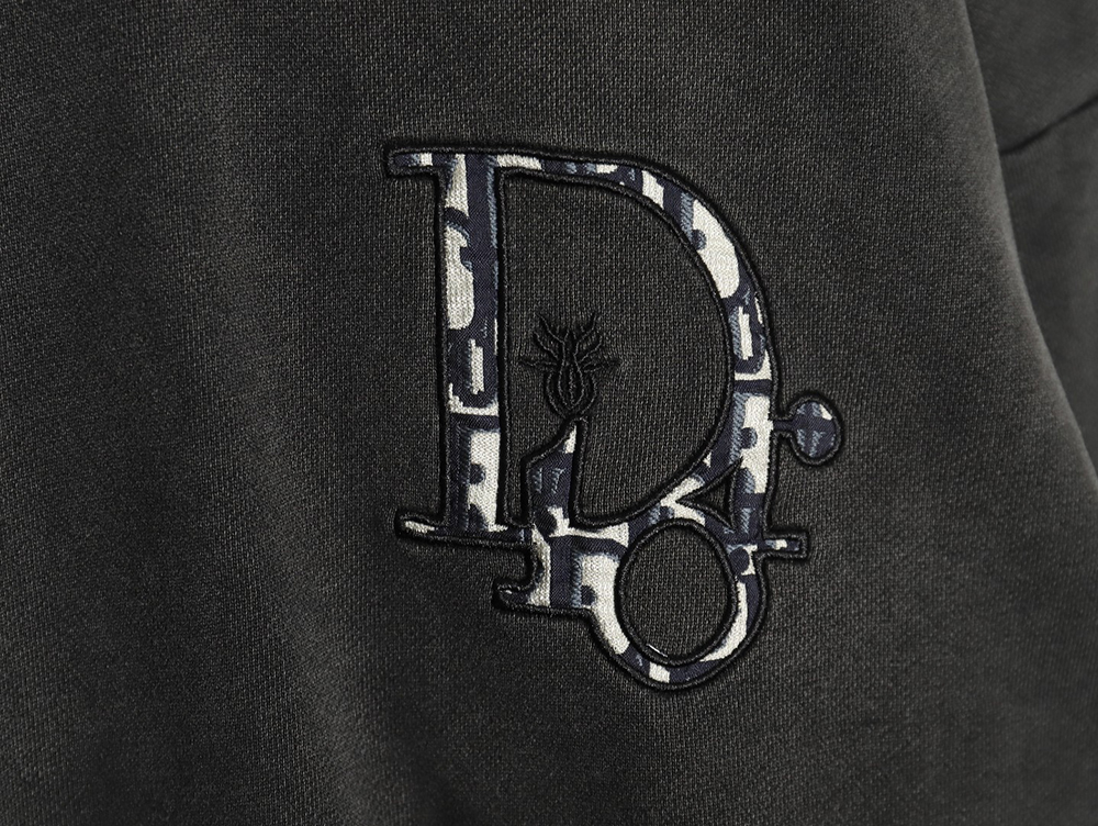Dior washed embroidered lettering crew neck sweatshirt