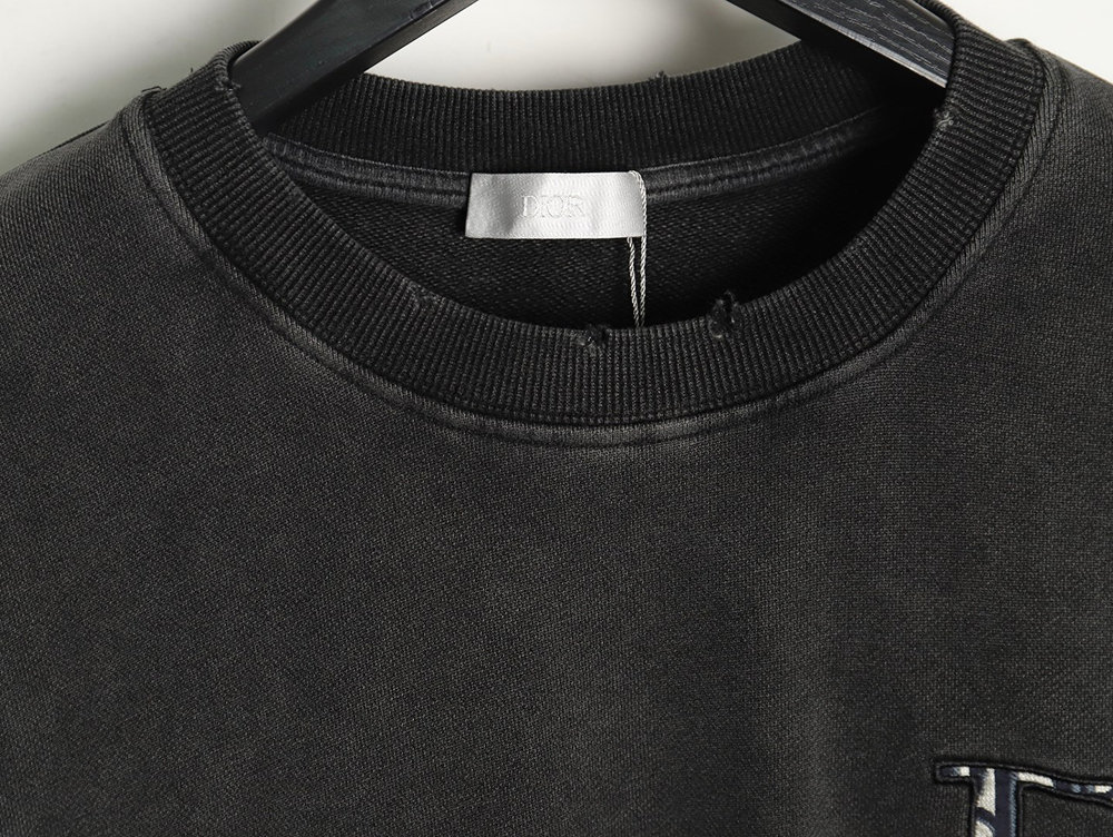 Dior washed embroidered lettering crew neck sweatshirt