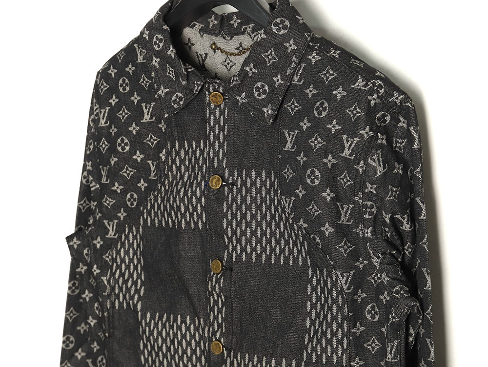 Louis Vuitton checkered floral denim long-sleeved jacket TSK1