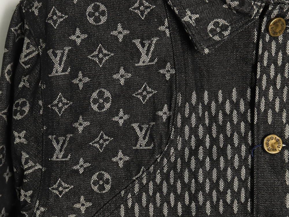 Louis Vuitton checkered floral denim long-sleeved jacket TSK1