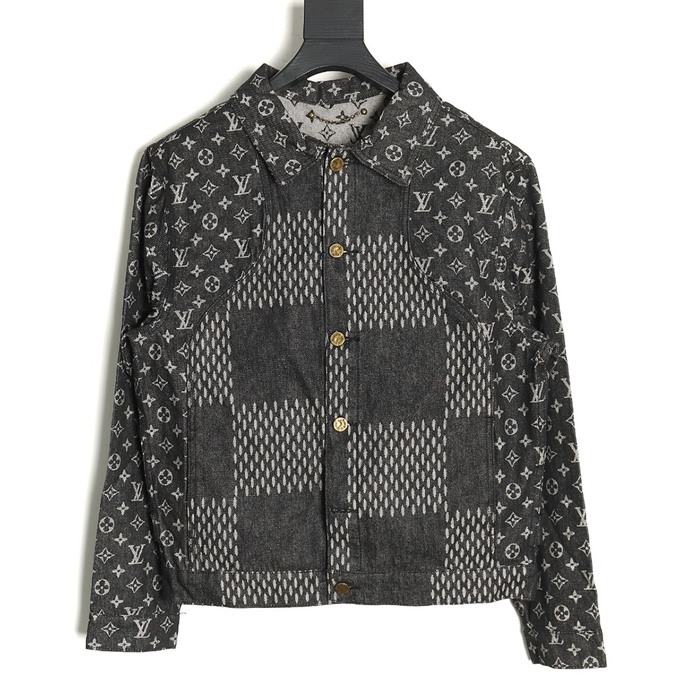 Louis Vuitton checkered floral denim long-sleeved jacket TSK1