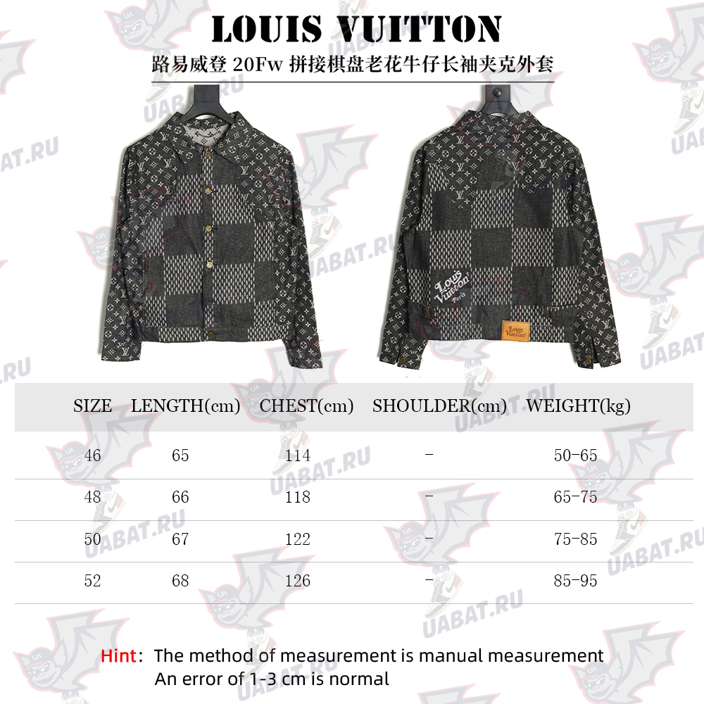 Louis Vuitton checkered floral denim long-sleeved jacket TSK1