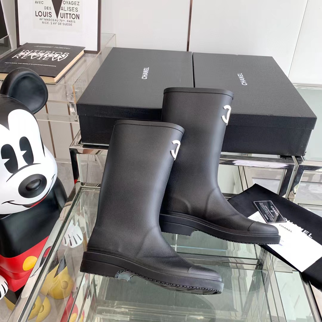 Chanel Rain Boots Black