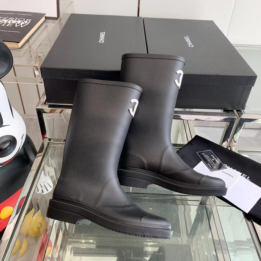 Chanel Rain Boots Black