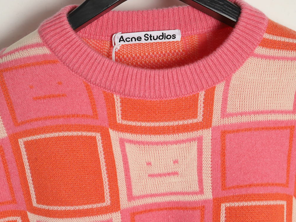 Acne studios square smiley face crew neck sweater