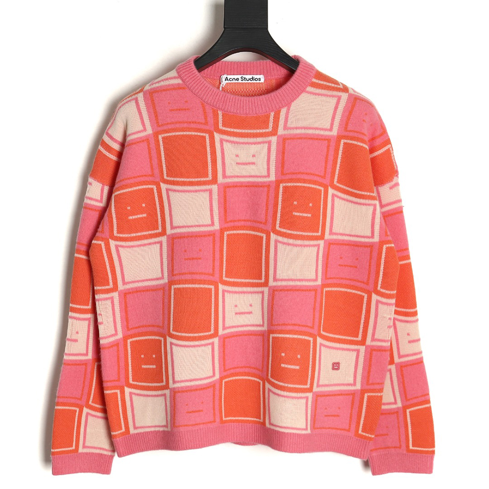 Acne studios square smiley face crew neck sweater