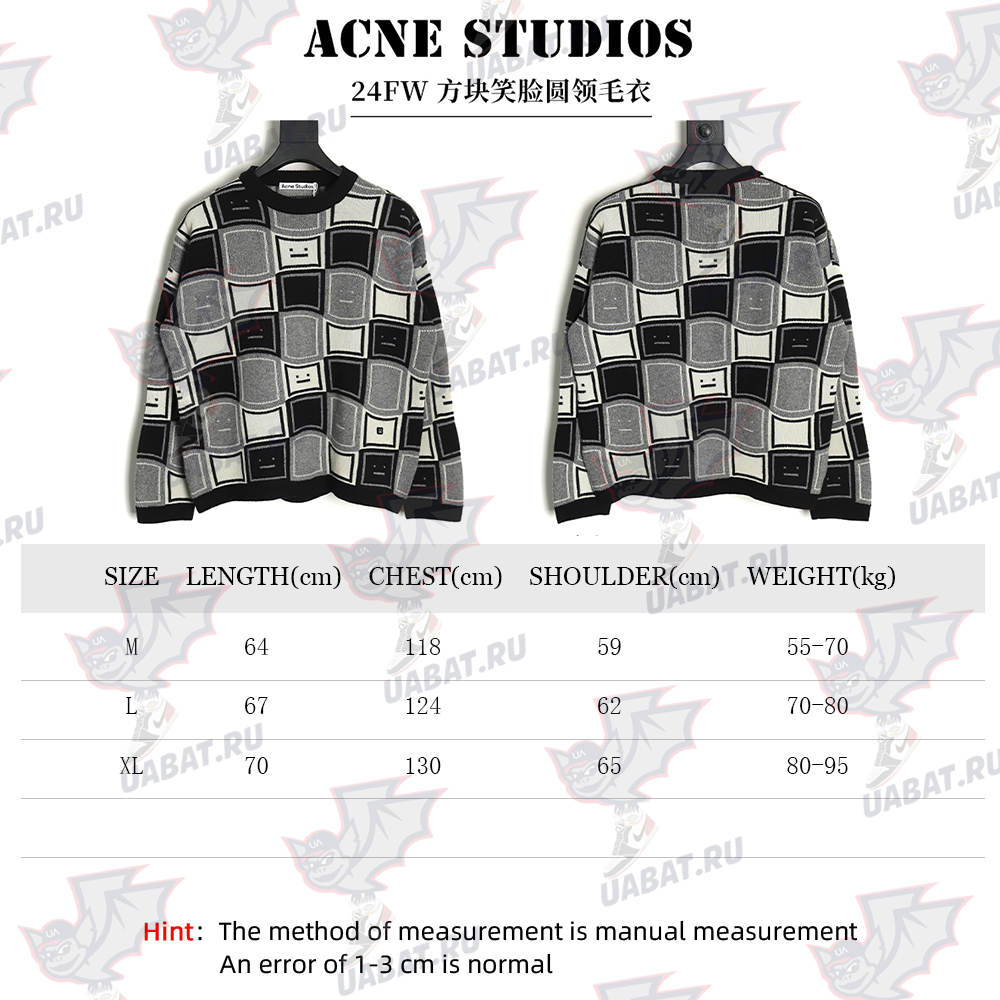 Acne studios square smiley face crew neck sweater TSK1