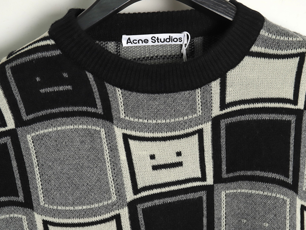 Acne studios square smiley face crew neck sweater TSK1