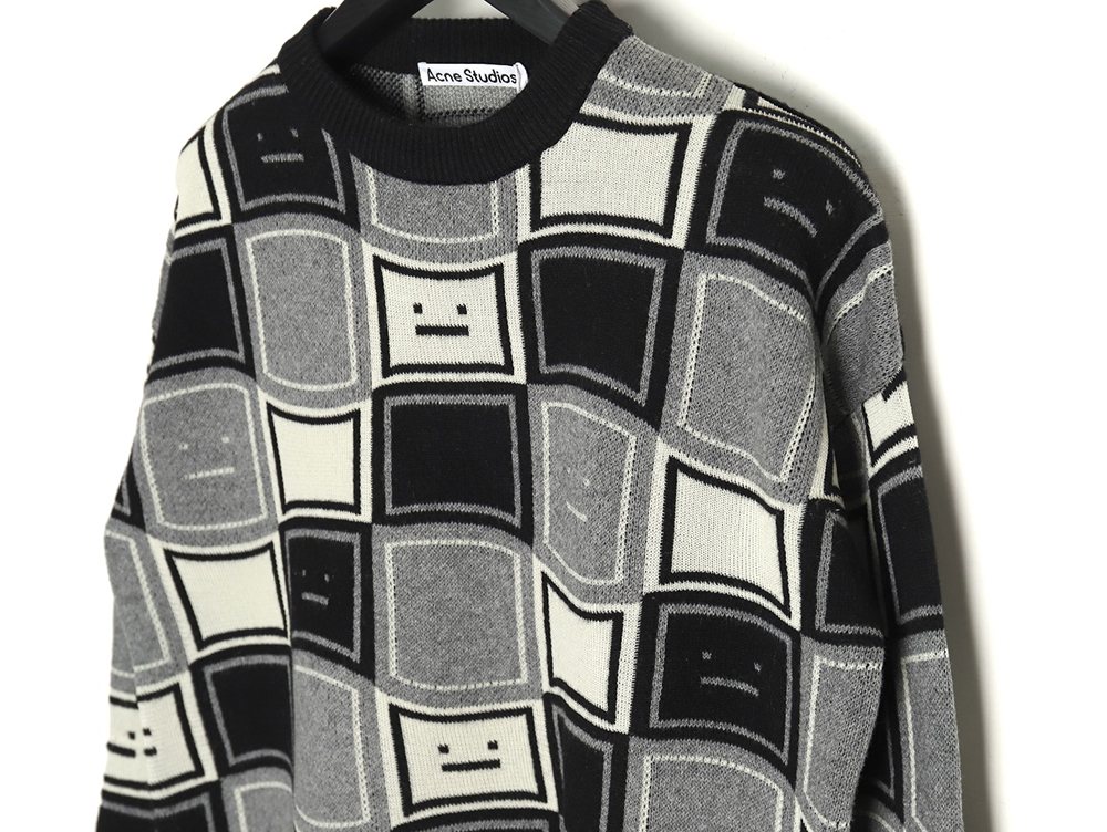 Acne studios square smiley face crew neck sweater TSK1