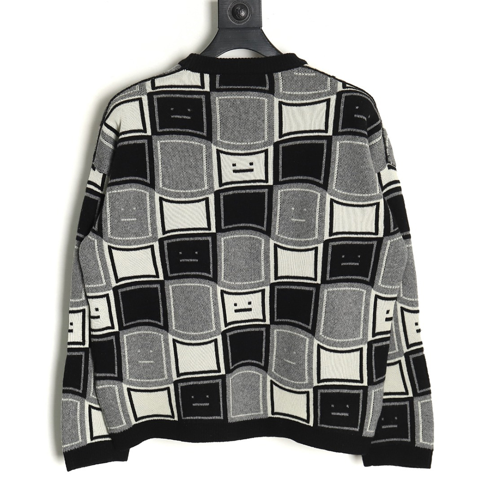 Acne studios square smiley face crew neck sweater TSK1