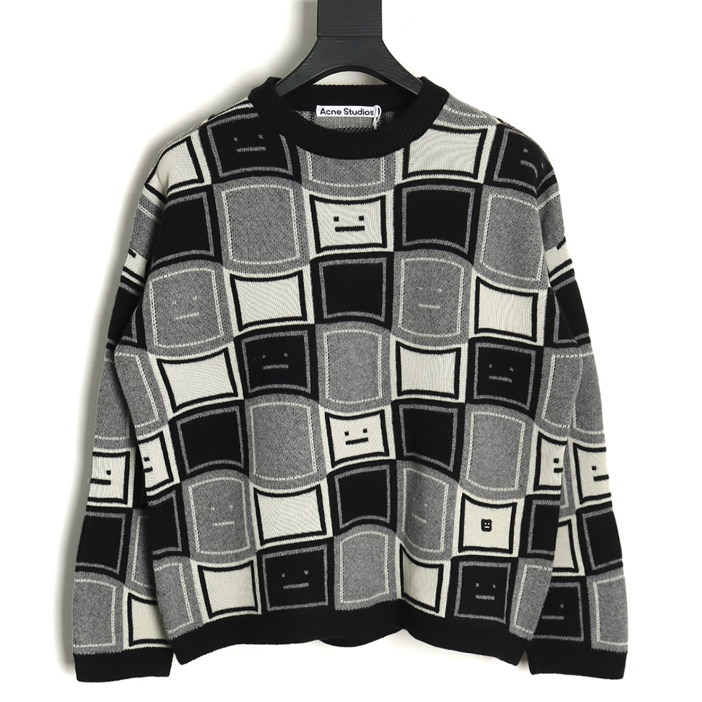 Acne studios square smiley face crew neck sweater TSK1