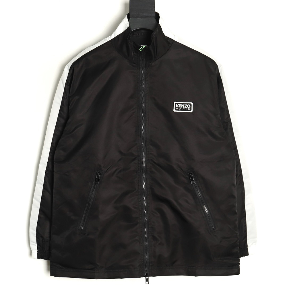 Kenzo black label white embroidery thin cotton stand collar jacket