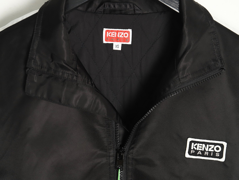 Kenzo black label white embroidery thin cotton stand collar jacket
