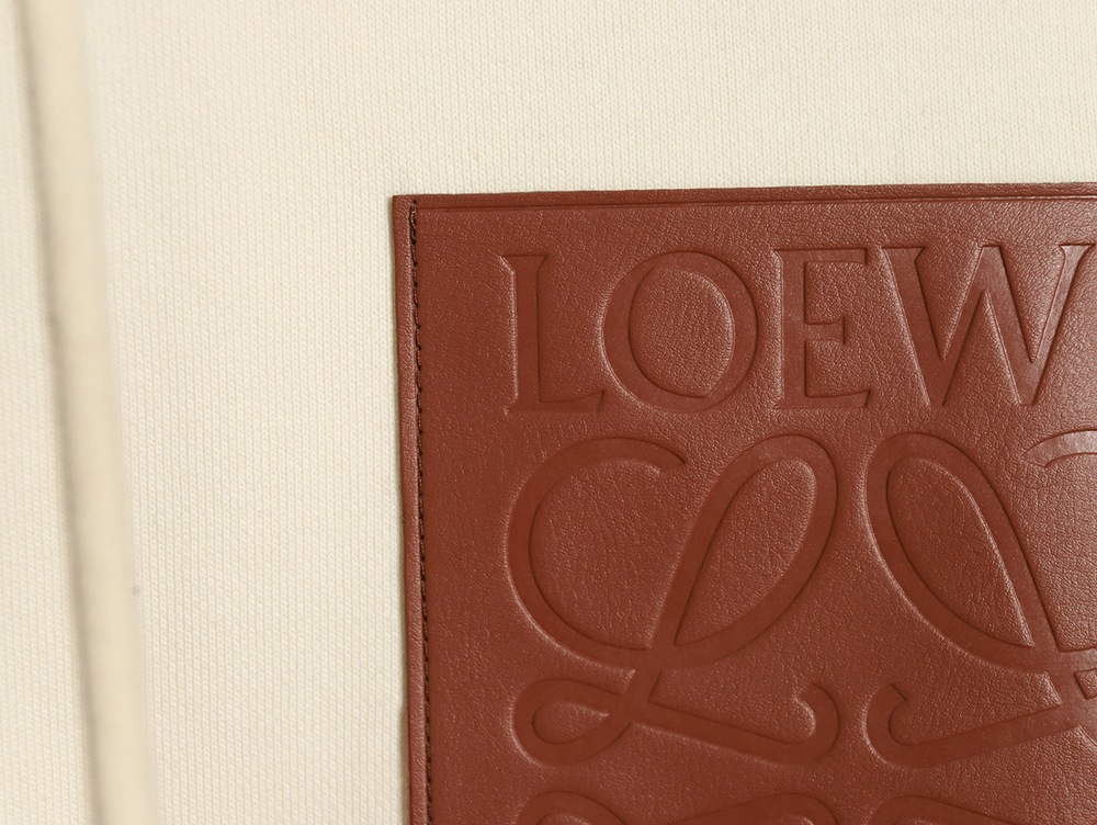 Loewe hooded sweatshirt with embossed logo on chest and leather pockets