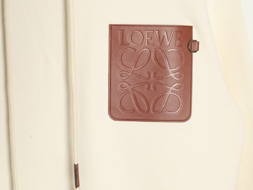 Loewe hooded sweatshirt with embossed logo on chest and leather pockets