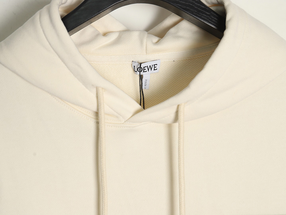 Loewe hooded sweatshirt with embossed logo on chest and leather pockets