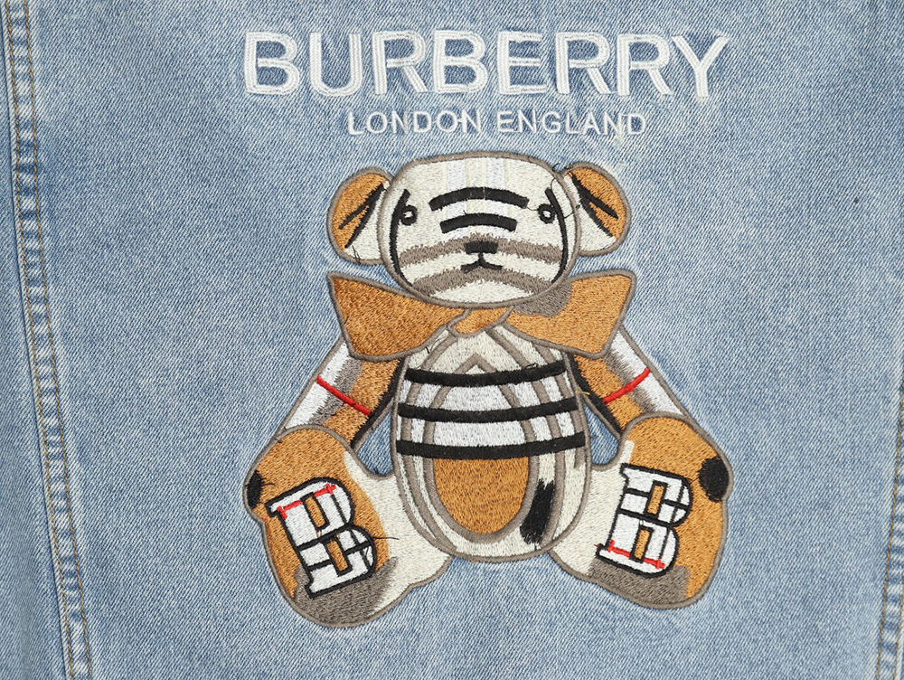 Burberry Classic Embroidered Bear Logo Denim Jacket