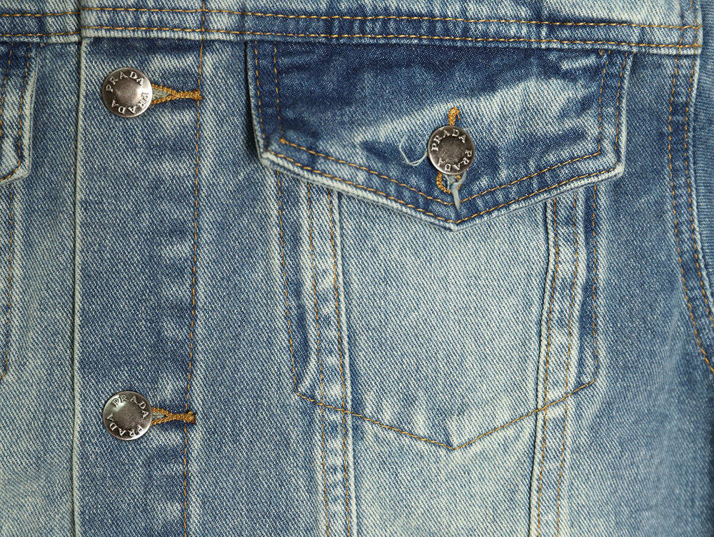 Prada triangle logo washed denim jacket