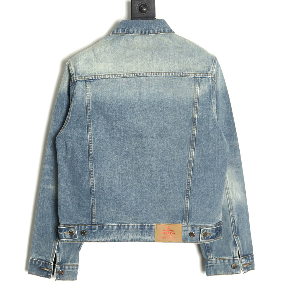 Prada triangle logo washed denim jacket