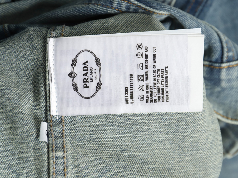 Prada triangle logo washed denim jacket