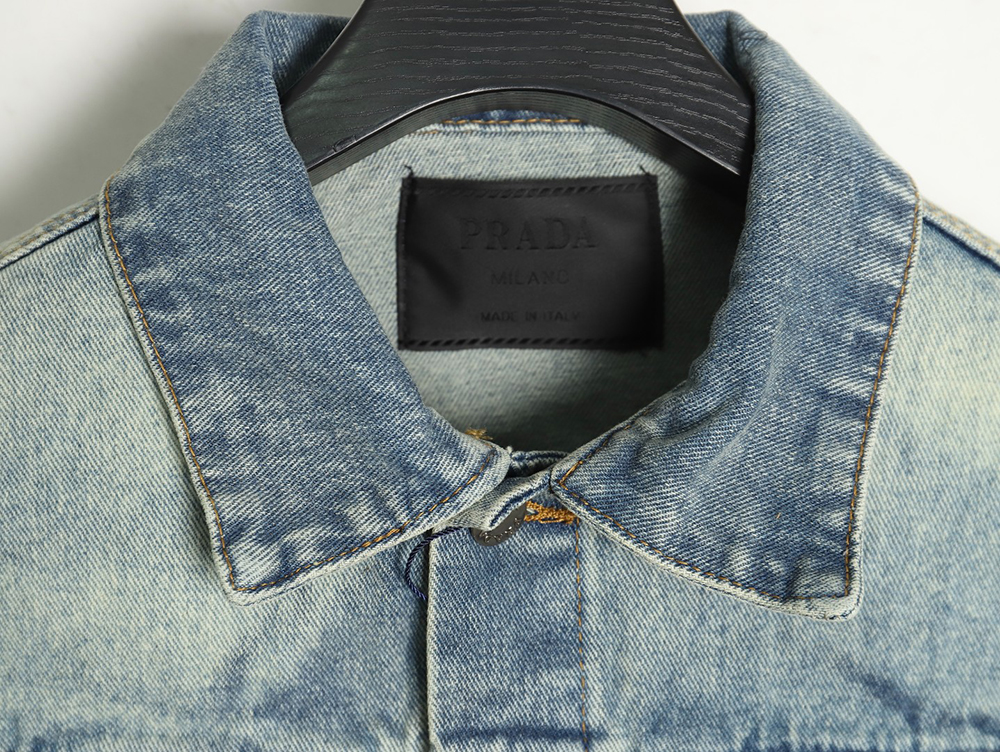 Prada triangle logo washed denim jacket