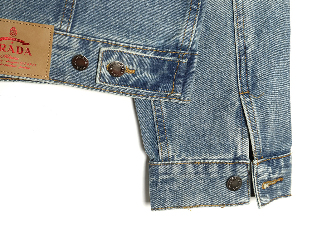 Prada triangle logo washed denim jacket