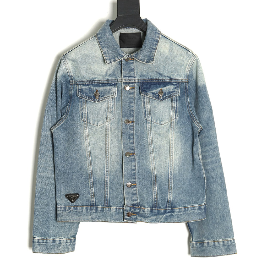 Prada triangle logo washed denim jacket