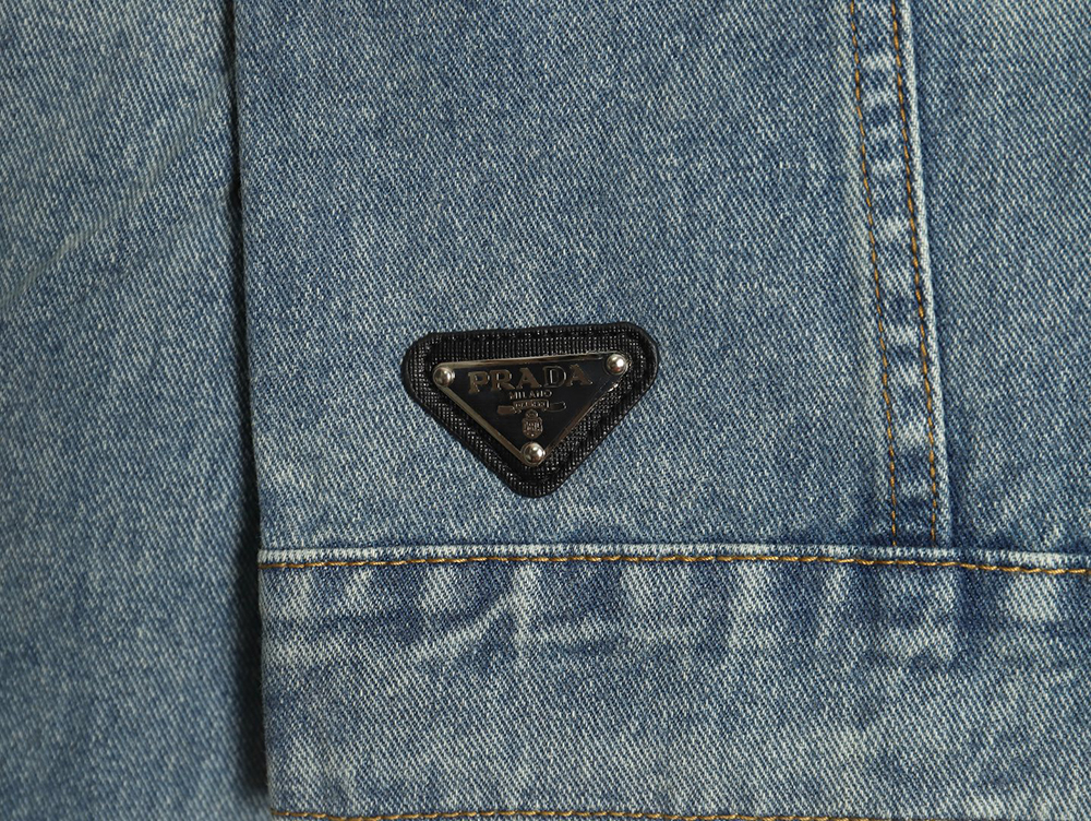 Prada triangle logo washed denim jacket