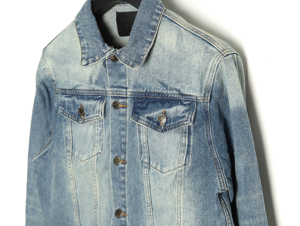 Prada triangle logo washed denim jacket
