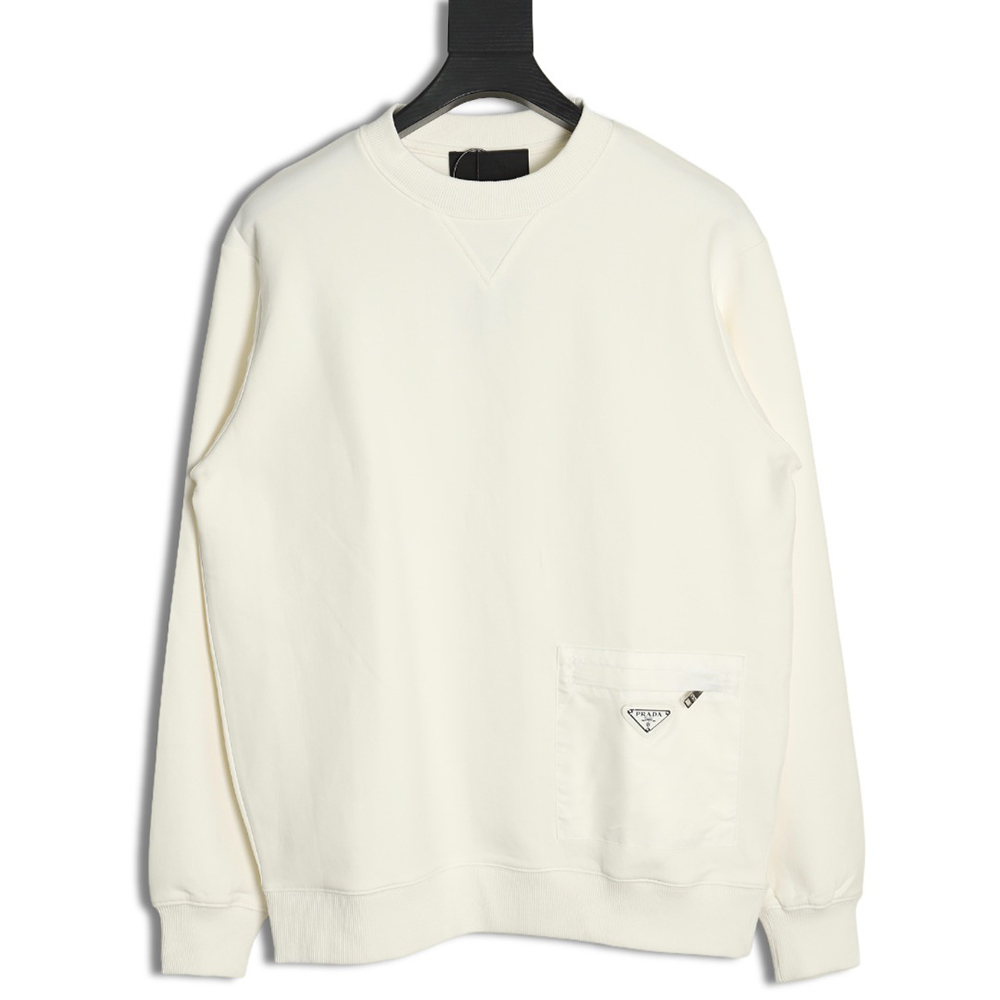 Prada triangle logo pocket crew neck sweatshirt